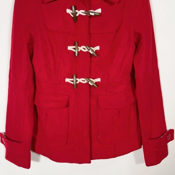 Anthropologie Tulle Red Toggle Button Coat - Picture 4 of 14